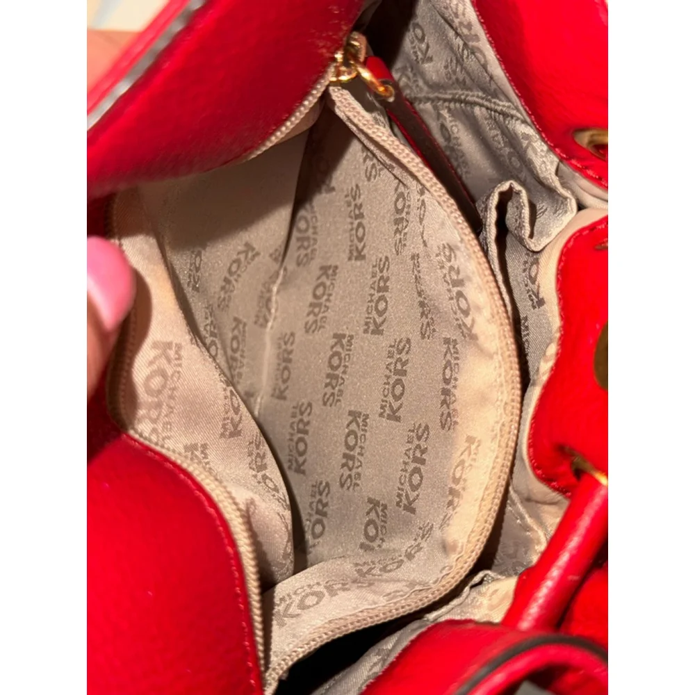 Michael Kors Red Leather Bucket Bag Small - Picture 3 of 13